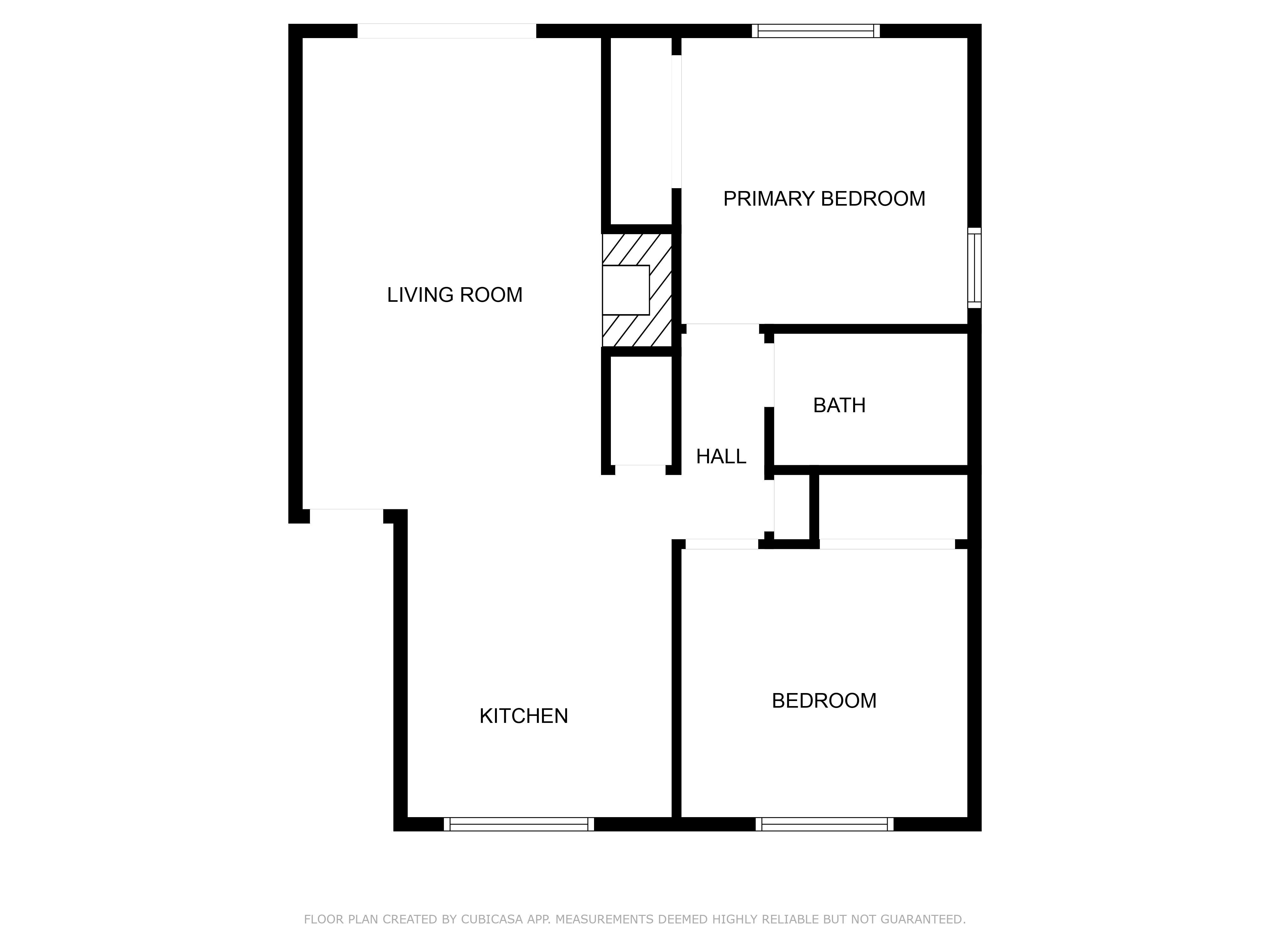 Floor plan for 2 beds, 1 bath, 745 sqft